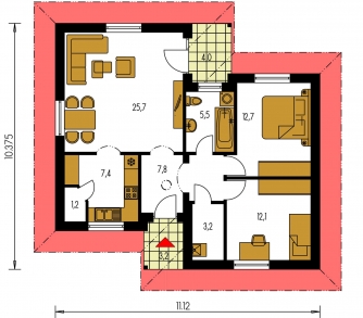 Mirror image | Floor plan of ground floor - BUNGALOW 72